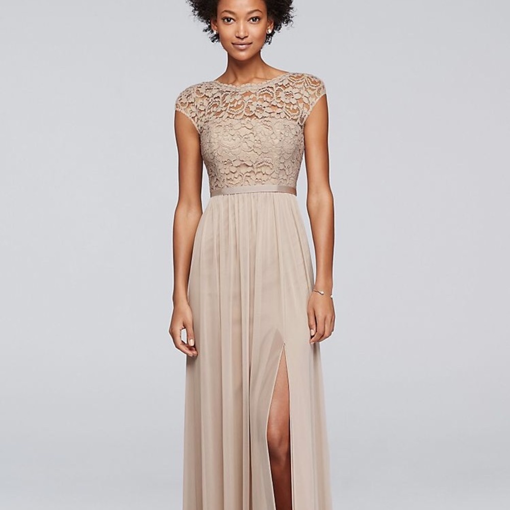 David’s Bridal Bridesmaid Dress with Lace Bodice
